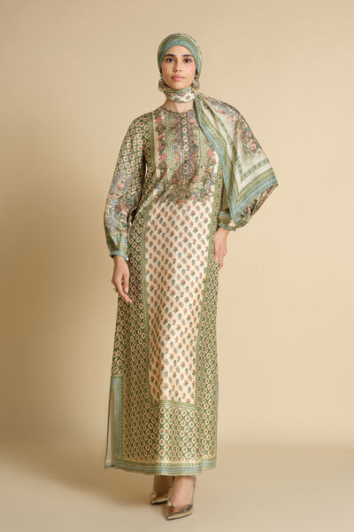 Rhiannon Printed Silk Stole - Ivory